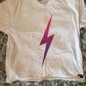 Aviator Nation Purple Lightning Bolt White Tee